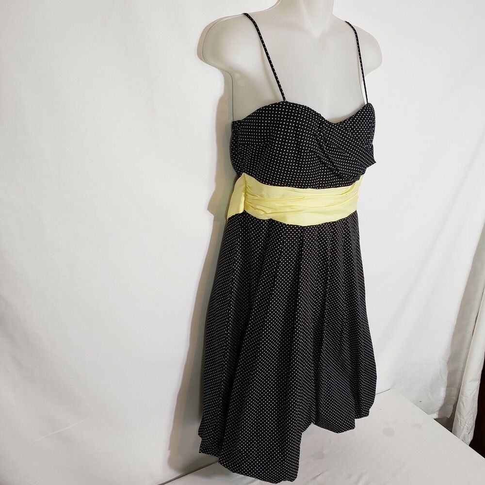 Maurices Womens Dress Junior Size 5/6 Black White Polka Dot Spaghetti Strap Tie - Picture 5 of 12